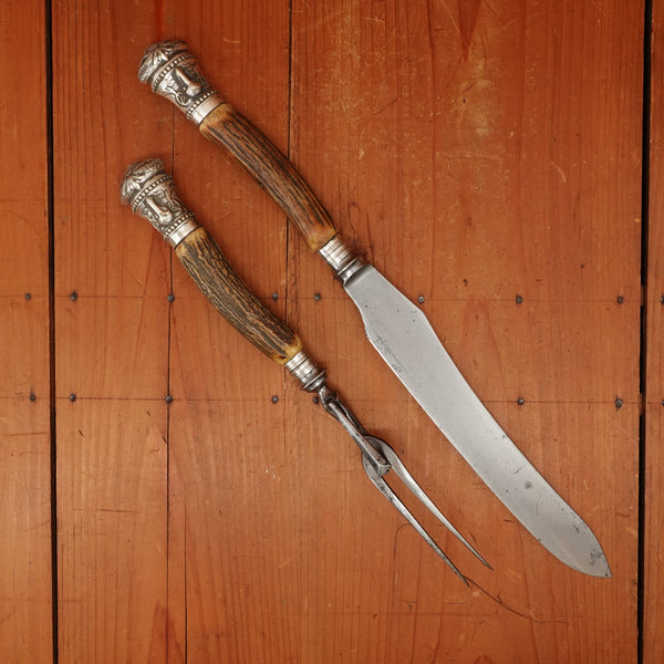 Joseph Rodgers & Sons Carving Set Carbon Steel Sheffield (Argentine Export?) 1880s-1900