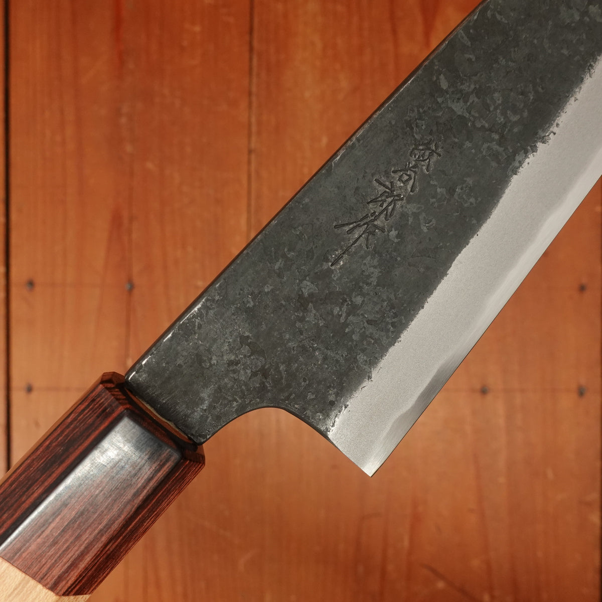 Okada 180mm Gyuto Shirogami 2 Kurouchi Keyaki Handle