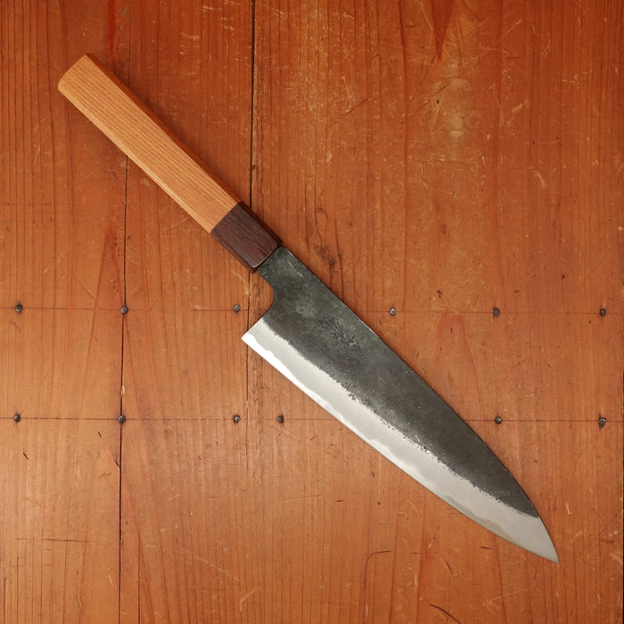 Okada 210mm Gyuto Shirogami 2 Kurouchi Keyaki Handle