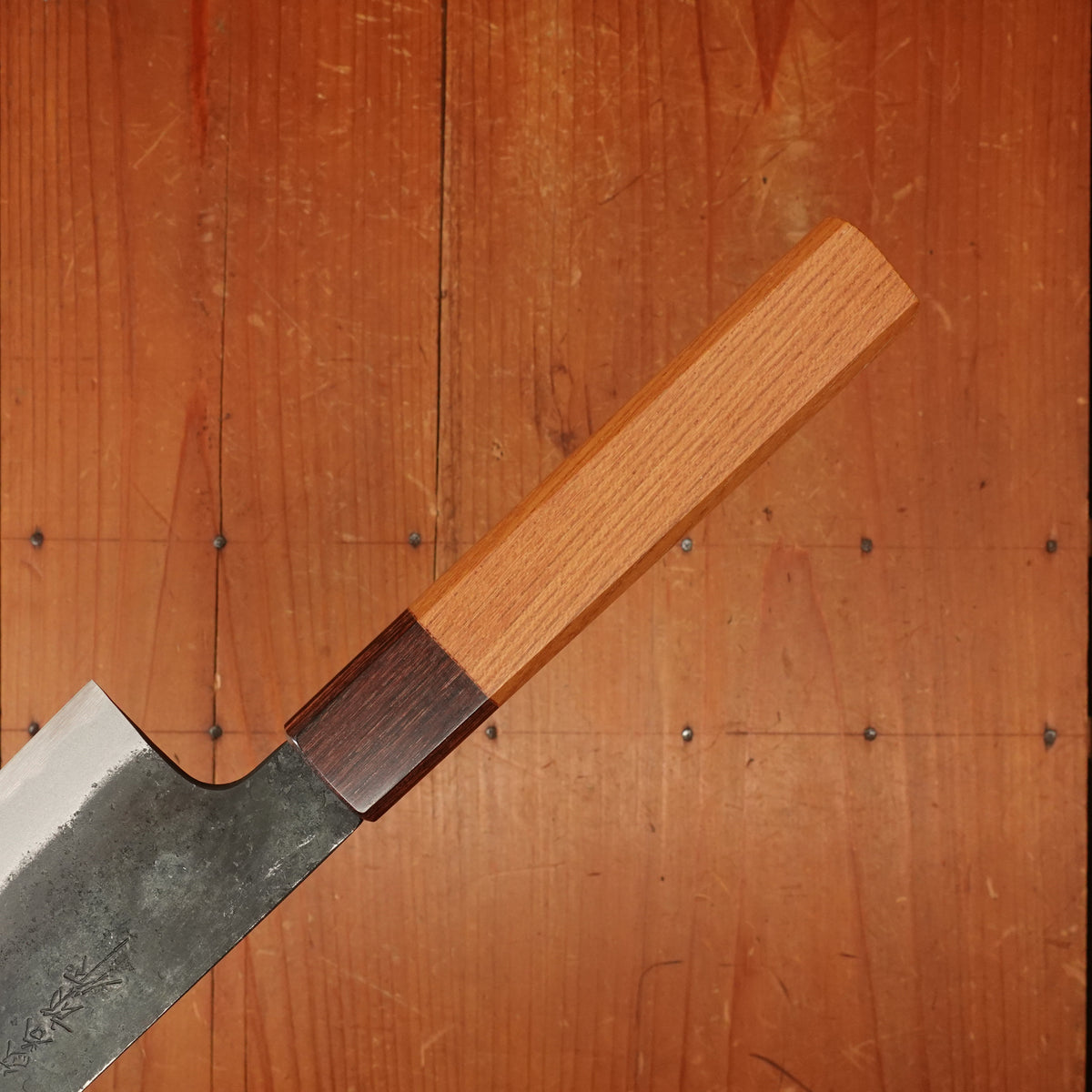 Okada 210mm Gyuto Shirogami 2 Kurouchi Keyaki Handle
