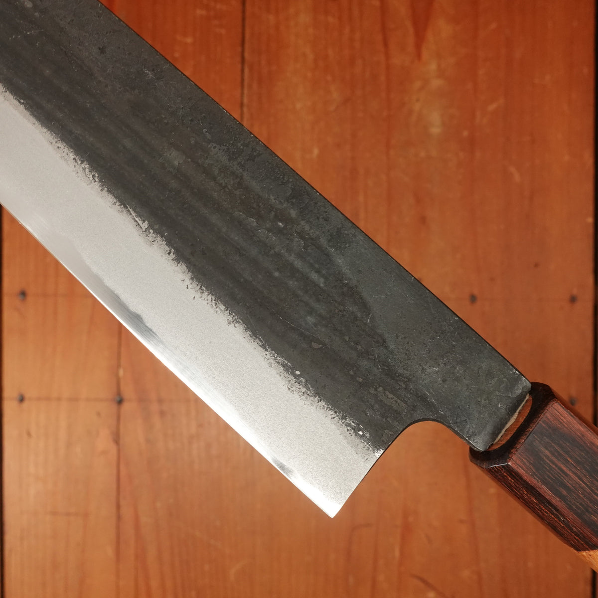 Okada 210mm Gyuto Shirogami 2 Kurouchi Keyaki Handle