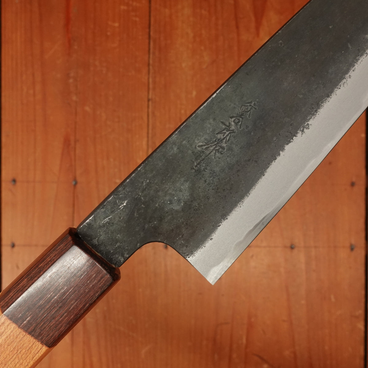 Okada 210mm Gyuto Shirogami 2 Kurouchi Keyaki Handle