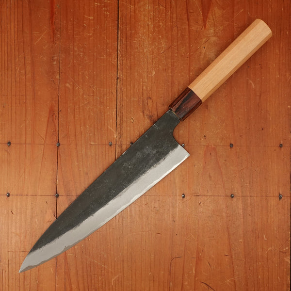 Okada 240mm Gyuto Shirogami 2 Kurouchi Keyaki Handle