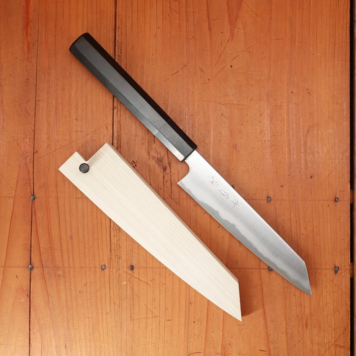 Sakai Kikumori Yugiri 150mm Kiritsuke Petty Stainless Clad Aogami 1 Ebony with Saya