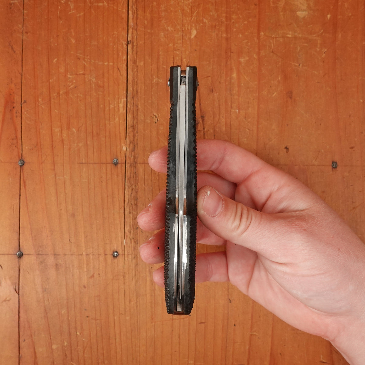 A Wright & Son Sheffield WW2 Issue Pattern 4 5/8" Clip Point Carbon Lockback Black Composite Handle
