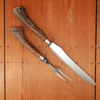Harrison Bros & Howson Carving Set Carbon Steel Sterling Stag Sheffield 1849-1910ish
