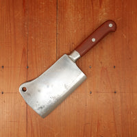 Theater Knife Style 5.25" Heavy Cleaver Carbon Steel Paper Micarta 1940s-60s