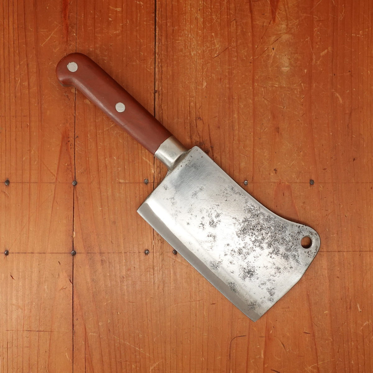 Theater Knife Style 5.25" Heavy Cleaver Carbon Steel Paper Micarta 1940s-60s