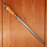 F Dick 12" Oval Medium Cut Sharpening Steel Turned Wood Handle Germany 1950s-70s