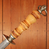 F Dick 12" Oval Medium Cut Sharpening Steel Turned Wood Handle Germany 1950s-70s
