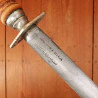 F Dick 12" Oval Medium Cut Sharpening Steel Turned Wood Handle Germany 1950s-70s