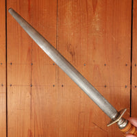 F Dick 12" Oval Medium Cut Sharpening Steel Turned Wood Handle Germany 1950s-70s