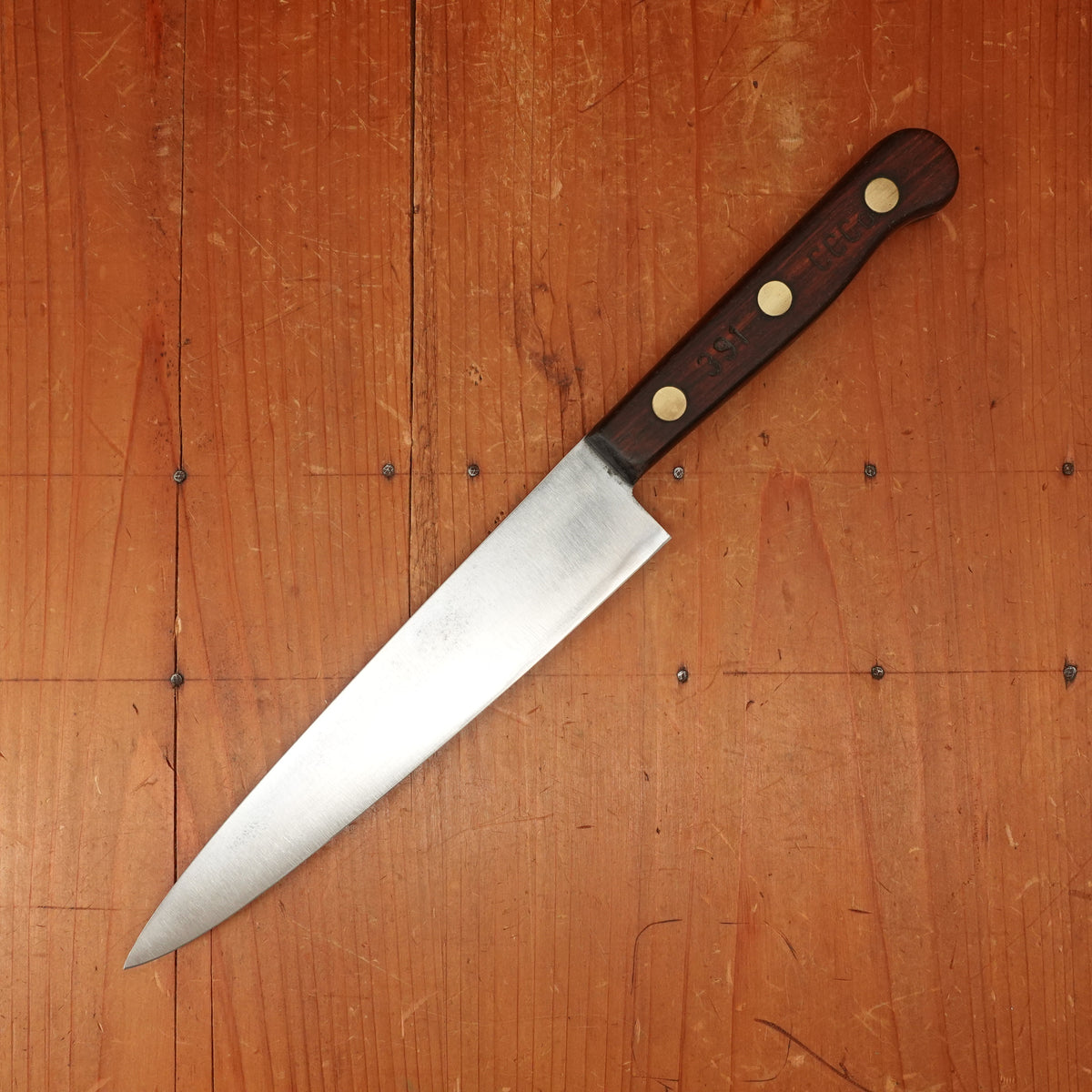 Cattaraugus Cutlery Co. 7.75" Chef Knife Carbon Steel Rosewood Brass USA 1920s-40s