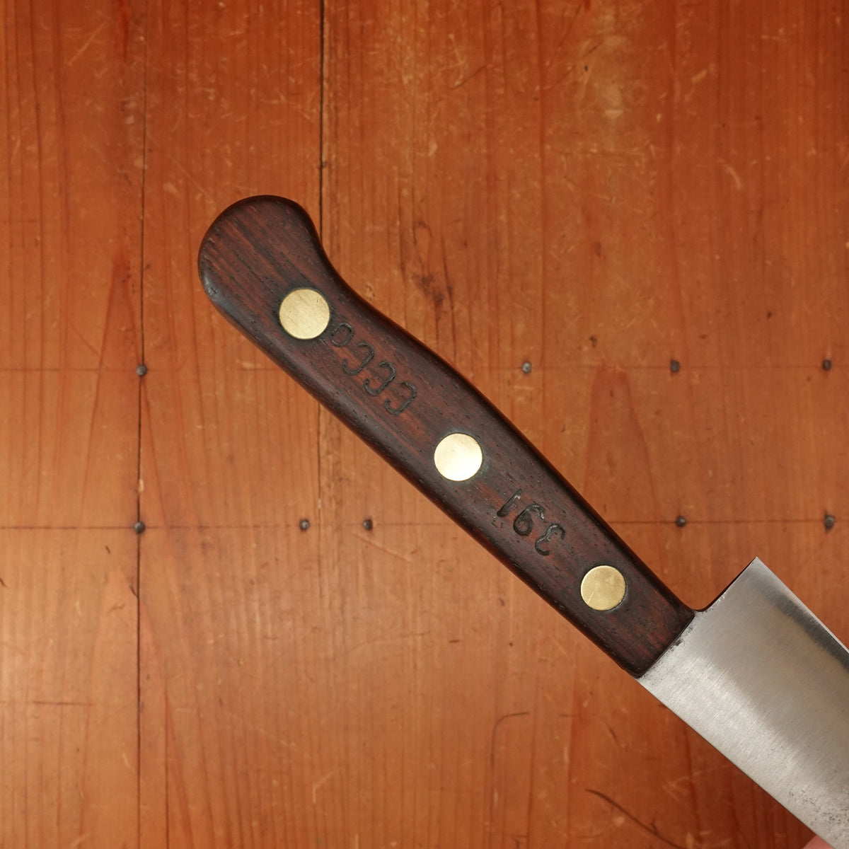 Cattaraugus Cutlery Co. 7.75" Chef Knife Carbon Steel Rosewood Brass USA 1920s-40s