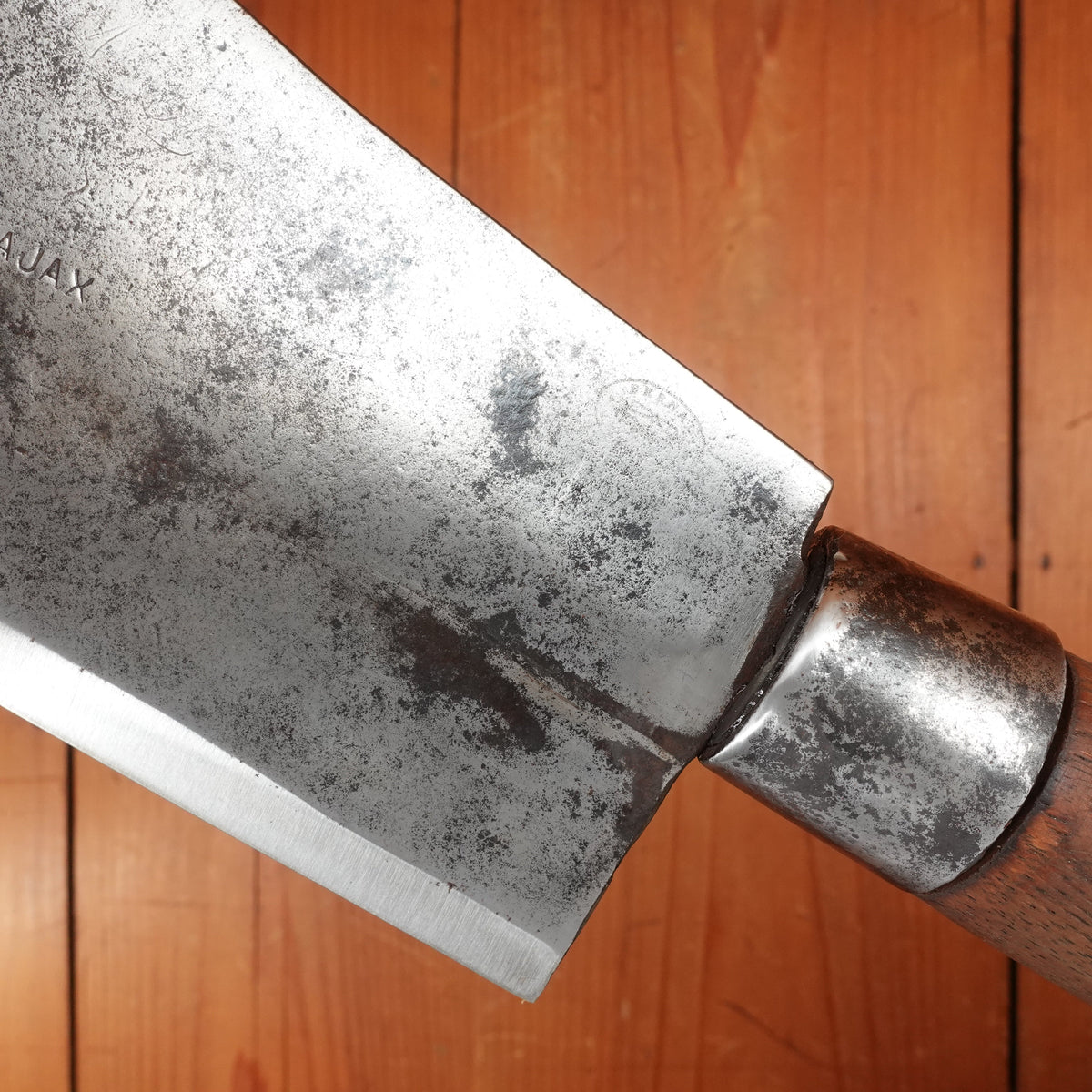 Ajax 7.75" Cleaver Carbon Steel Turned Handle 1880s-1920s
