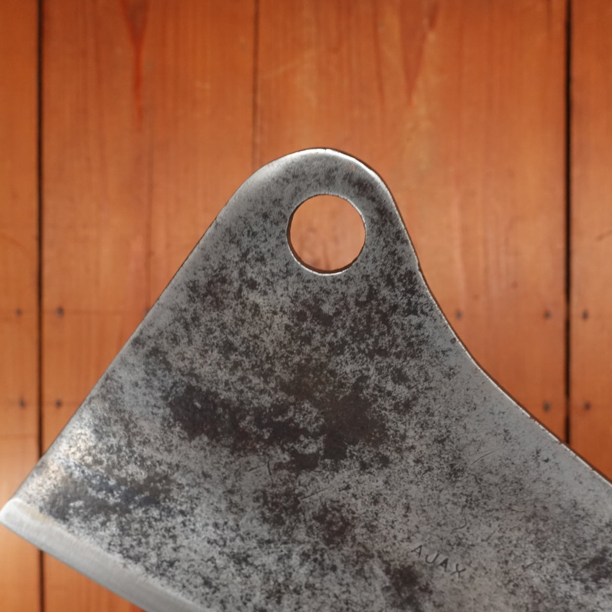 Ajax 7.75" Cleaver Carbon Steel Turned Handle 1880s-1920s