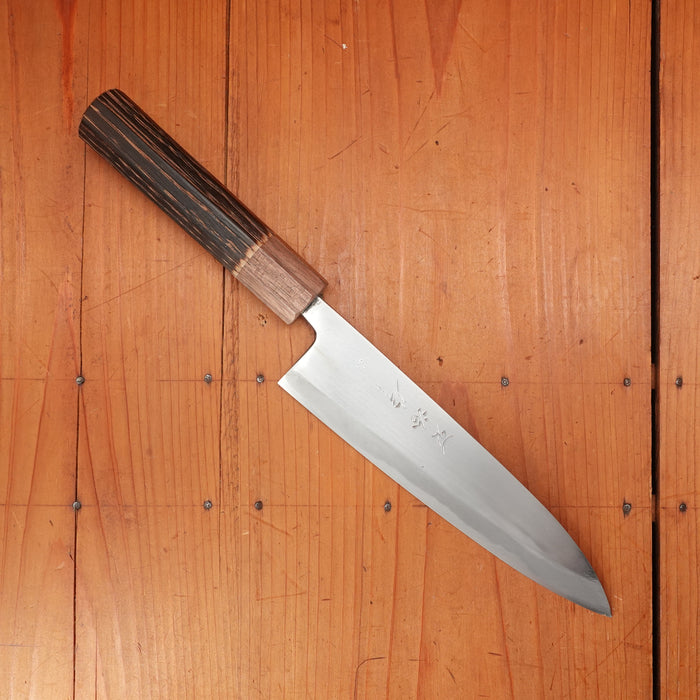 Nakaya Heiji 180mm Gyuto Swedish Semi-Stainless & Iron Burnt Chestnut & Walnut