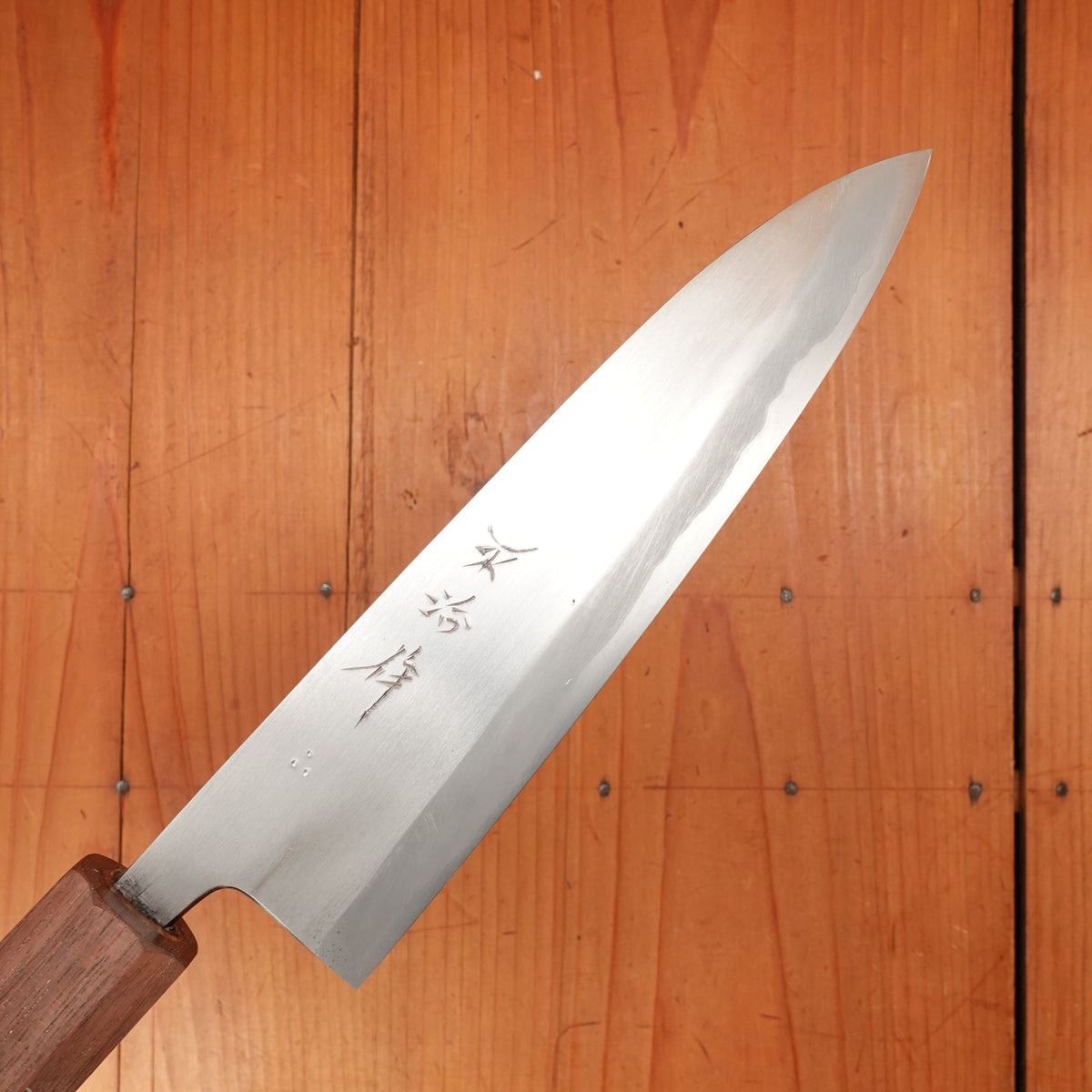 Nakaya Heiji 180mm Gyuto Swedish Semi-Stainless & Iron Burnt Chestnut & Walnut