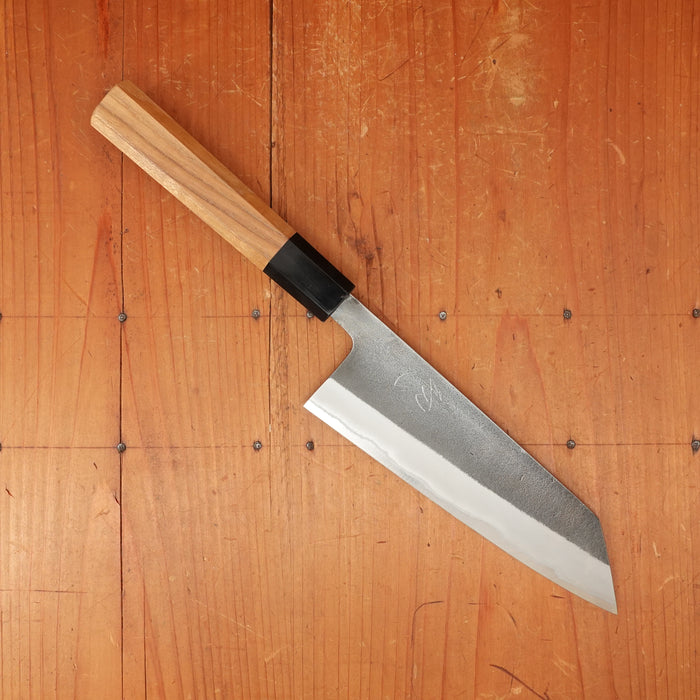 Yoshikane Hamono 165mm Bunka Iron Clad Shirogami 2 Kurouchi Nashiji Teak Handle