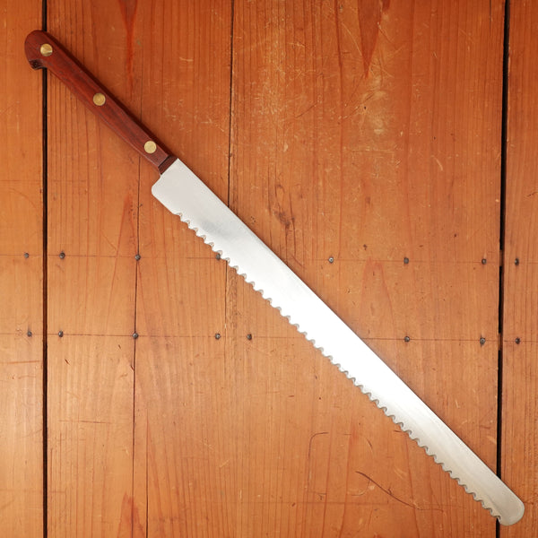 New Old Stock Sprechercut 14" Serrated Slicer Stainless Steel Rosewood Thiers 1960s-80s