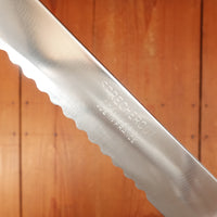 New Old Stock Sprechercut 14" Serrated Slicer Stainless Steel Rosewood Thiers 1960s-80s