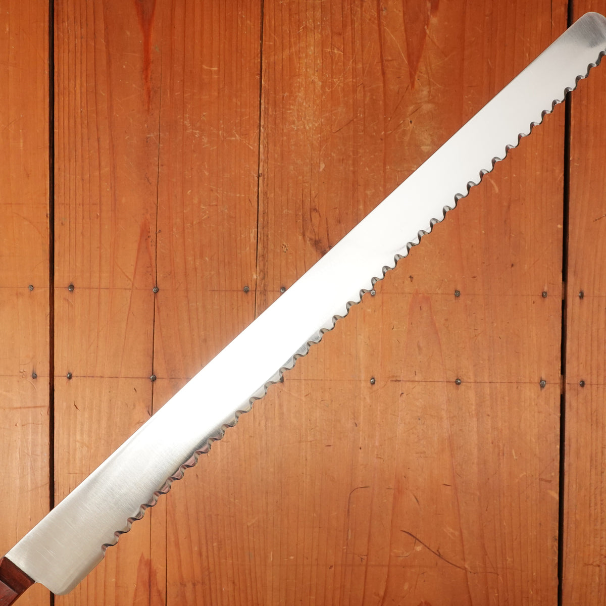 New Old Stock Sprechercut 14" Serrated Slicer Stainless Steel Rosewood Thiers 1960s-80s