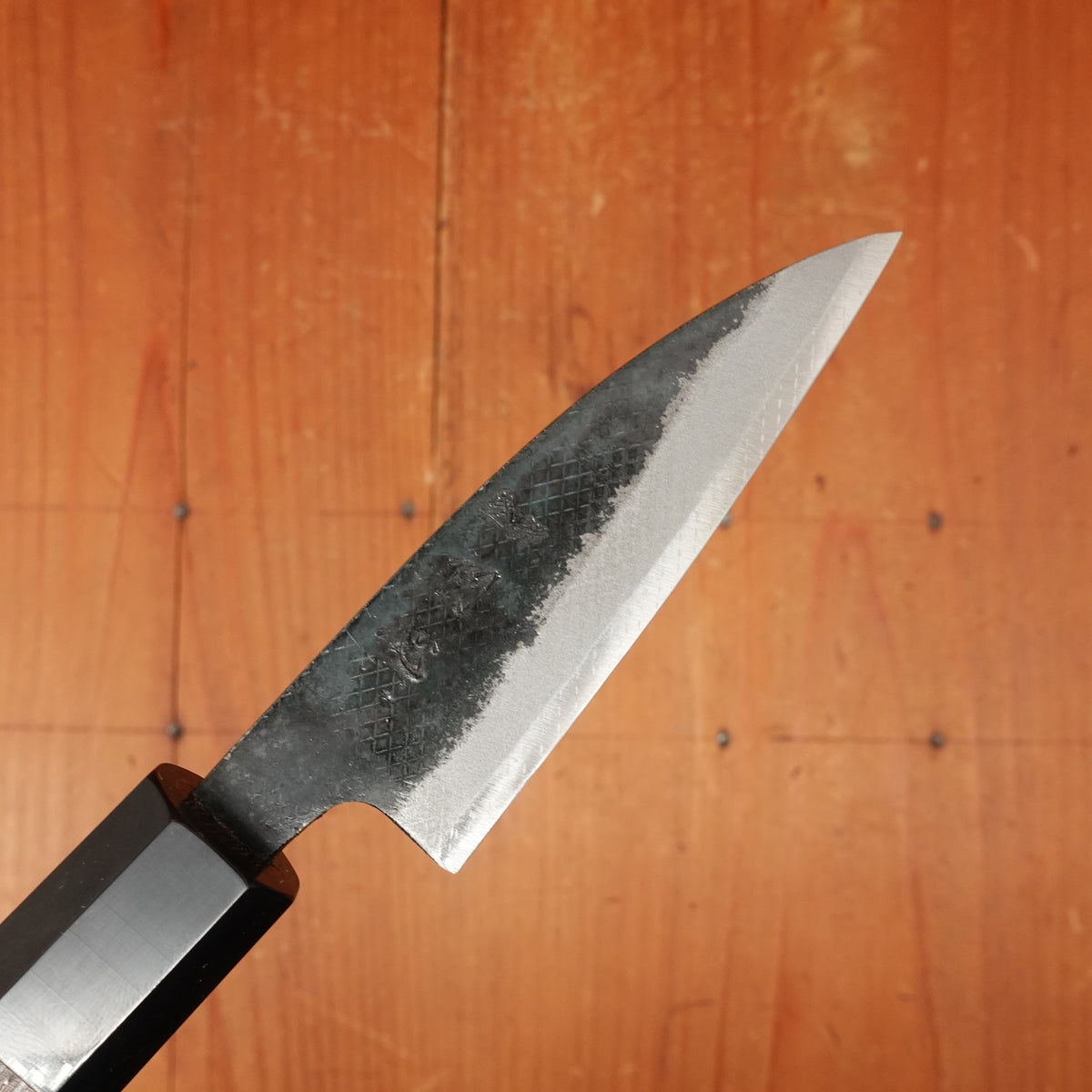 Hatsukokuro Sumi 80mm Petty Iron Clad Aogami 2 Kurouchi Wedge Handle