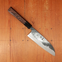 Hatsukokuro Sumi 165mm Santoku Iron Clad Aogami 2 Kurouchi Wedge Handle