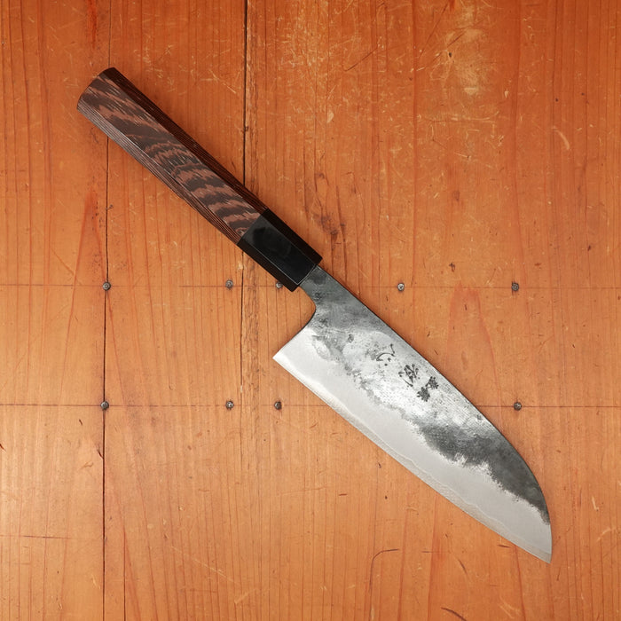 Hatsukokuro Sumi 165mm Santoku Iron Clad Aogami 2 Kurouchi Wedge Handle