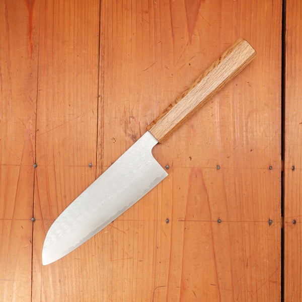 Sakai Kikumori 165mm Santoku VG10 Tsuchime Oakwood Handle