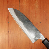 Hatsukokuro Sumi 165mm Santoku Iron Clad Aogami 2 Kurouchi Wedge Handle