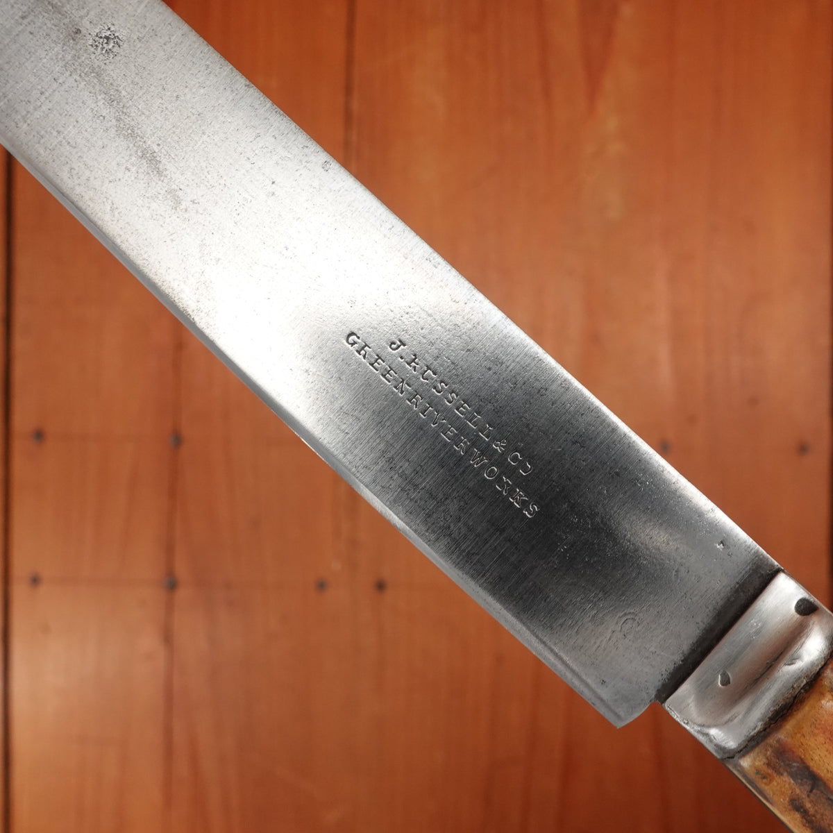 J Russell Green River Works 8" Carving Knife Hand Forged Carbon Steel & Stag ~1850s-1880s