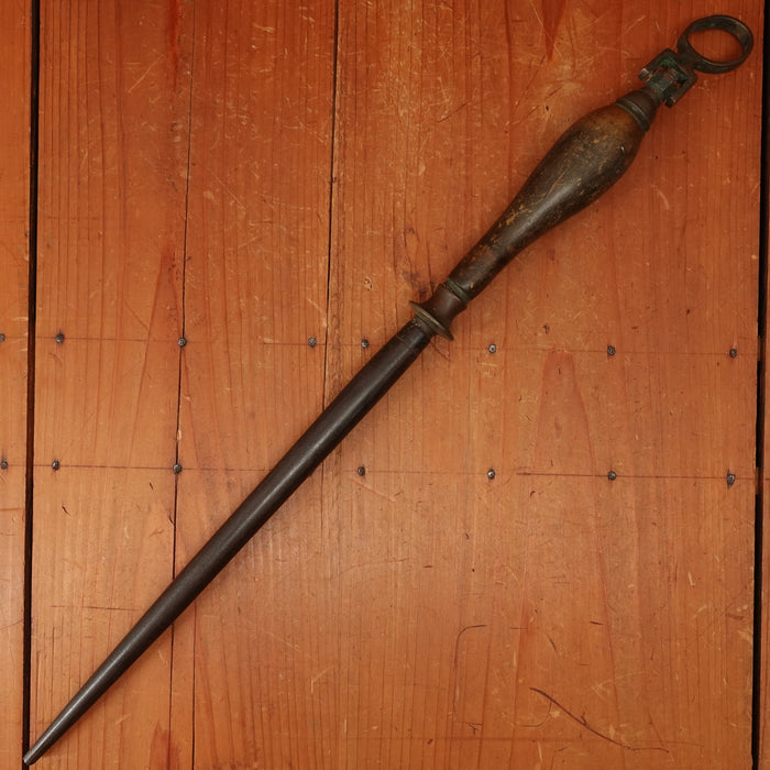 Baxterbury (Baxter Bury?) 10.75" Sharpening Steel Honing Rod Carbon Brass Horn Sheffield? 1840s-80s?