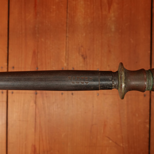 Baxterbury (Baxter Bury?) 10.75" Sharpening Steel Honing Rod Carbon Brass Horn Sheffield? 1840s-80s?