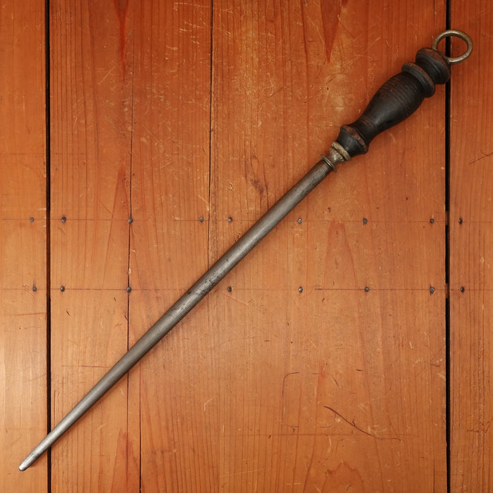 Chatillon 14" Honing Rod Carbon Steel Nickel Turned Wood Germany 1900-1920