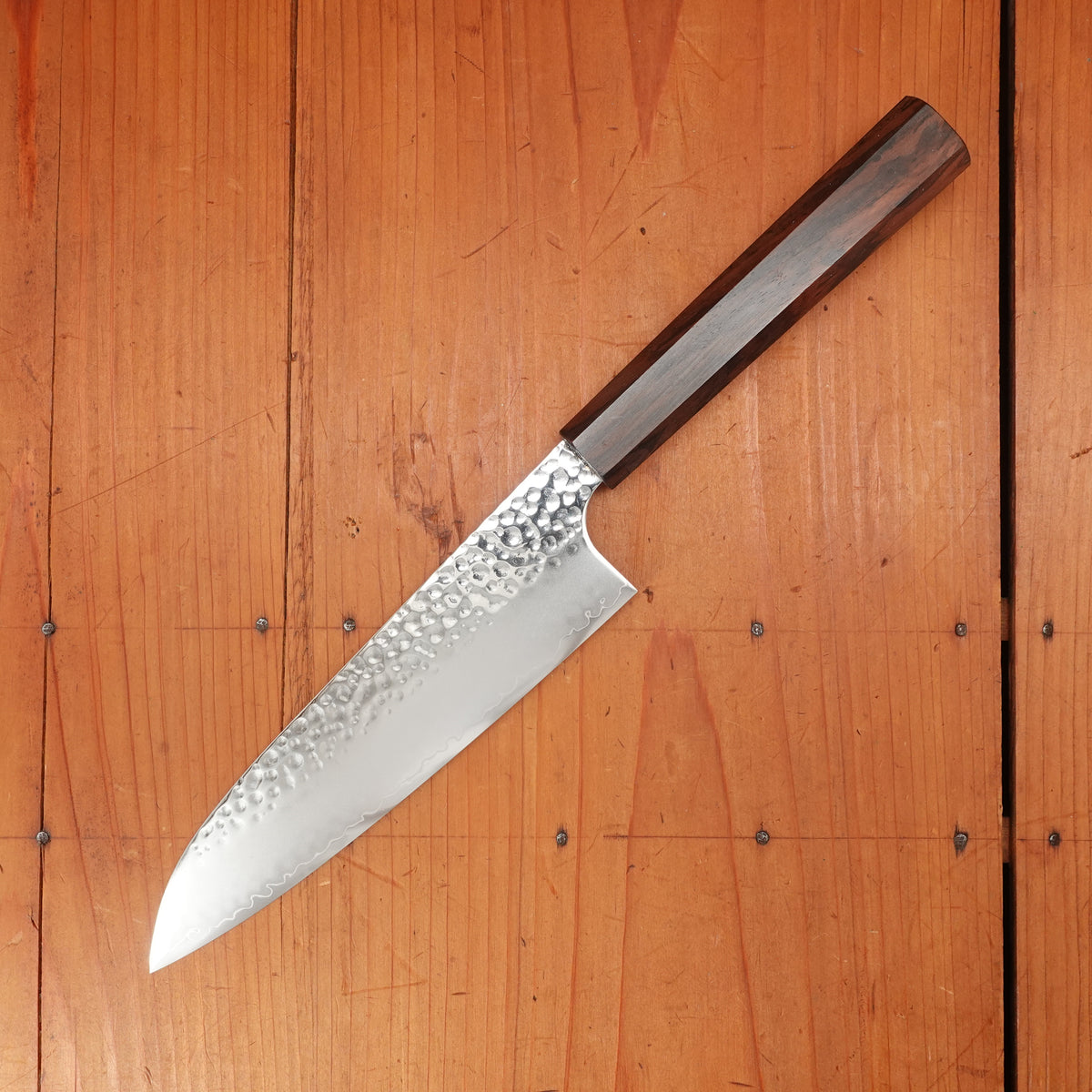 Hatsukokoro Hayabusa 180mm Santoku VG10 Tsuchime San Mai Ebony Handle