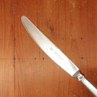 J.A. Henckels Dinner Knife and Fork Pair (One Pair 2pc) Stainless Blade Nickel Plated Carbon Fork Coin Silver Solingen 1920s