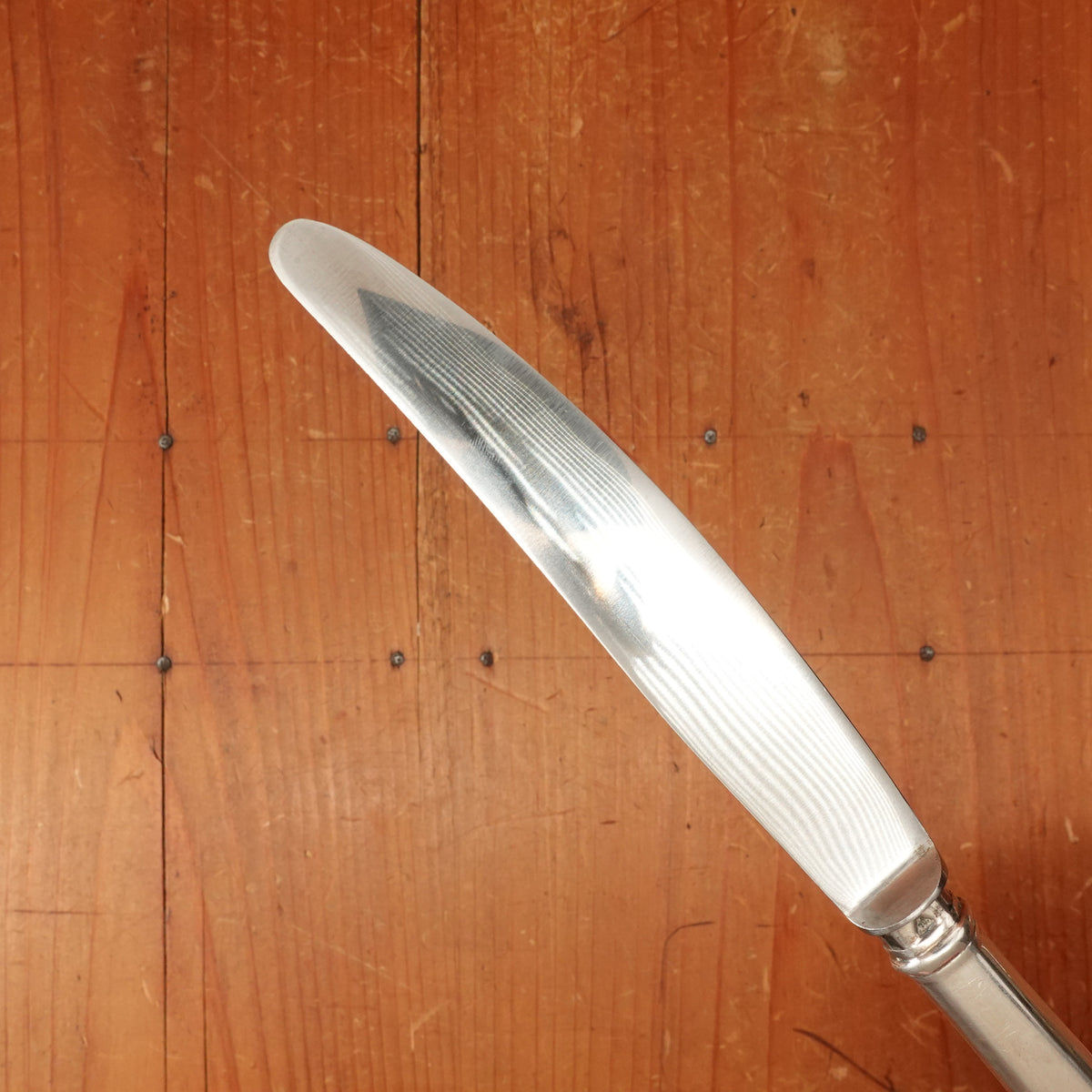 J.A. Henckels Dinner Knife and Fork Pair (One Pair 2pc) Stainless Blade Nickel Plated Carbon Fork Coin Silver Solingen 1920s