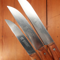 Henckels Friodur Set of 3 Sheepsfoot Paring Knives 2.5, 3, & 3.5" Stainless Cherry Solingen 1950s-70s