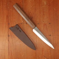 Bernal Cutlery x Konosuke GS+ 140mm Ko-Sabaki SLD Kurouchi Khii Laurel Handle with Leather Sheath