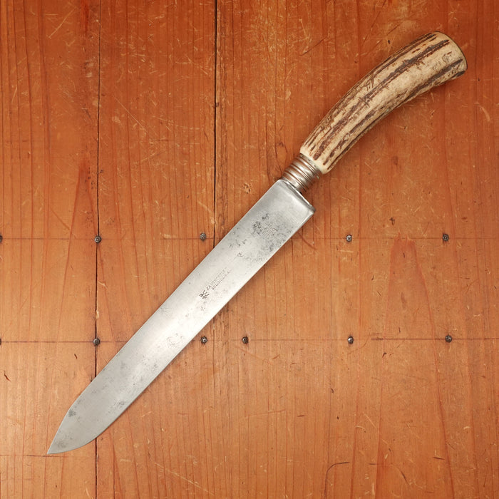 J A Henckels 8" Carving Knife Forged Carbon Steel Stag Blade Solingen 1905-1920s Handle 1960s