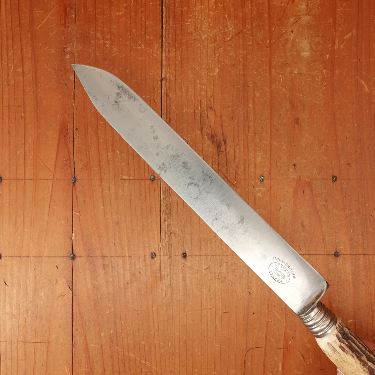 J A Henckels 8" Carving Knife Forged Carbon Steel Stag Blade Solingen 1905-1920s Handle 1960s