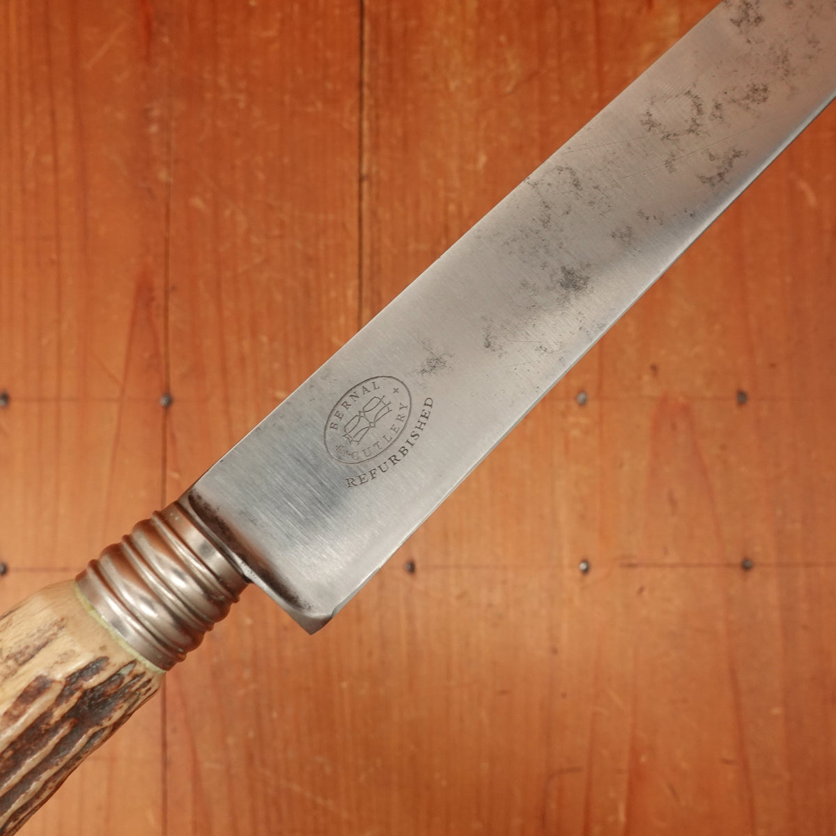 J A Henckels 8" Carving Knife Forged Carbon Steel Stag Blade Solingen 1905-1920s Handle 1960s