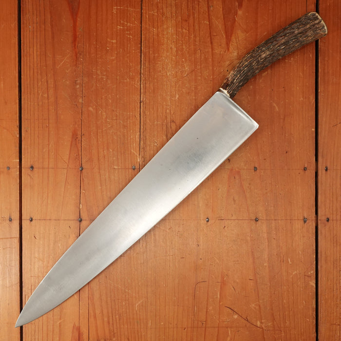Lamson & Goodnow "US Navy Standard" 14" Chef Carbon Steel Stag Handle Shelburne Falls Mass 1880s-1920s