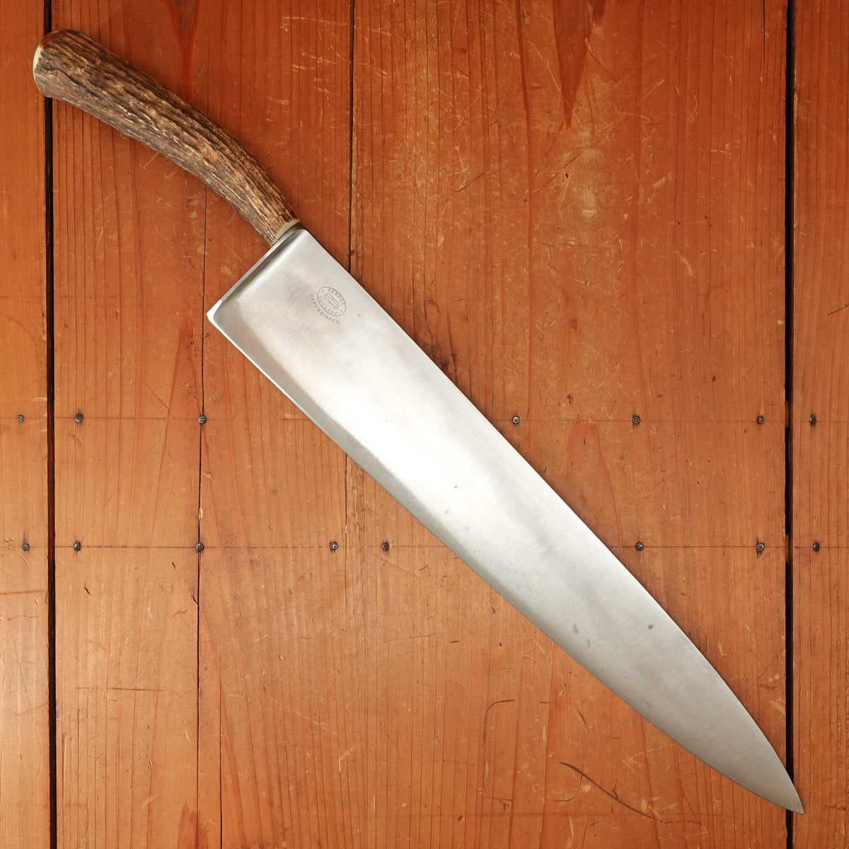 Lamson & Goodnow "US Navy Standard" 14" Chef Carbon Steel Stag Handle Shelburne Falls Mass 1880s-1920s