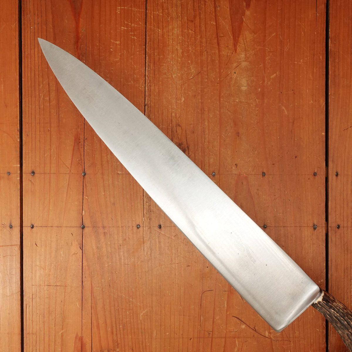 Lamson & Goodnow "US Navy Standard" 14" Chef Carbon Steel Stag Handle Shelburne Falls Mass 1880s-1920s