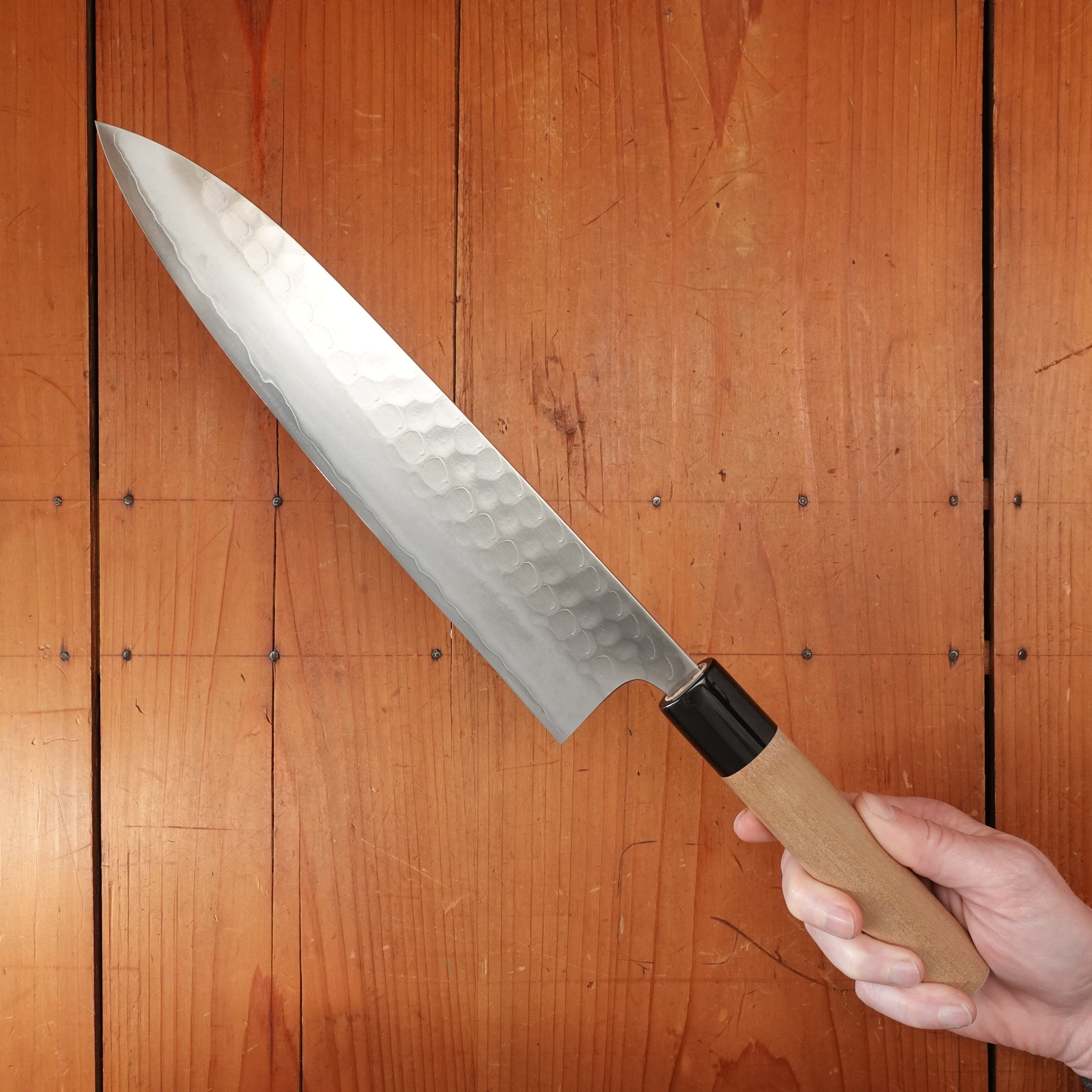 nonchan 0827 New Old Stock Yoshikane 240mm Gyuto SKD Tsuchime Ho & Horn Handle