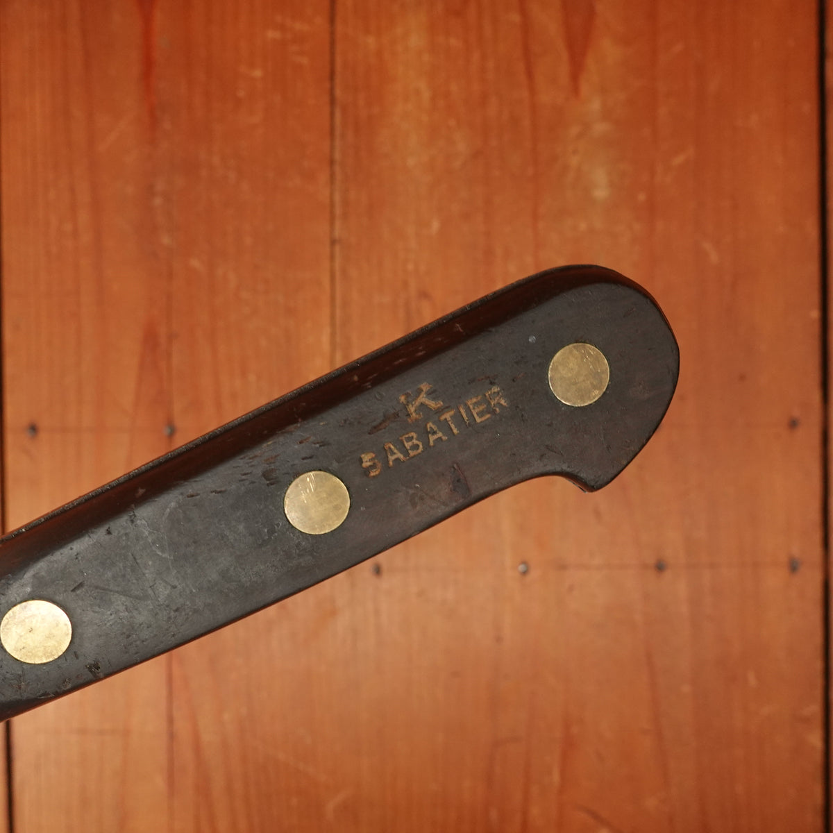 K Sabatier 12" Chef Knife Ideal Pattern Carbon Steel Walnut Thiers 1950s 60s