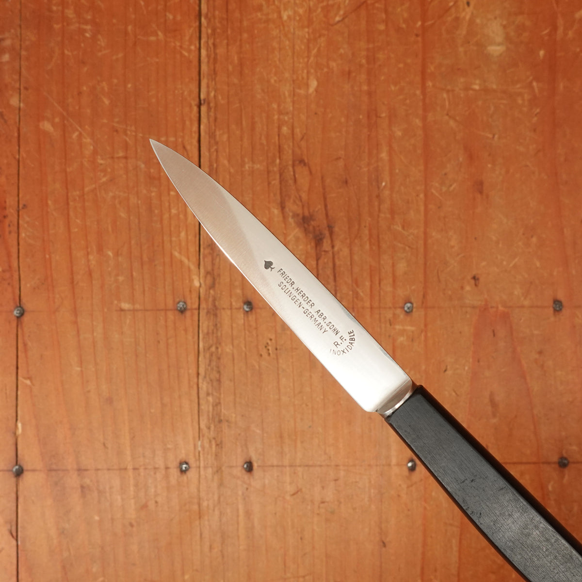 Friedr. Herder Abr Sohn 3.5" Paring Knife Stainless (New Old Stock Blade) Ebony Handle Blade 1920s-30s