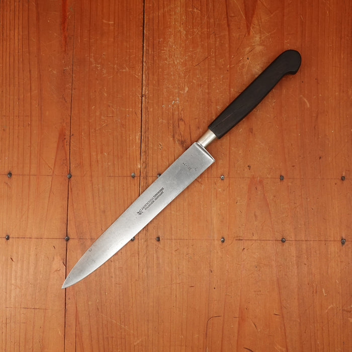 J.A. Henckels 7.25" Semi-Flexible Nogent Style Slicer 101-7" Carbon Steel Fruitwood 1920s-30s *lead warning*